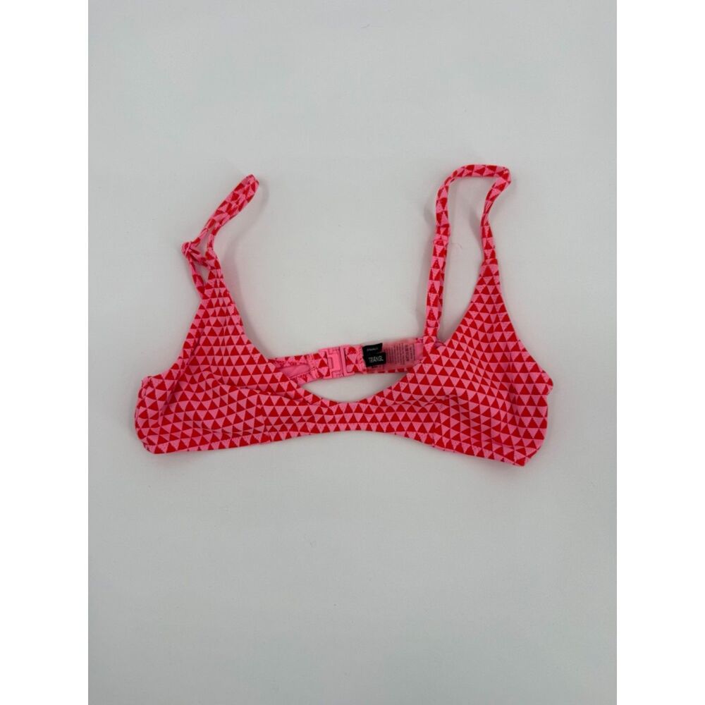 TRIANGL Bikini Top Womens S Pink Red Geometric Textured Bralette Swim